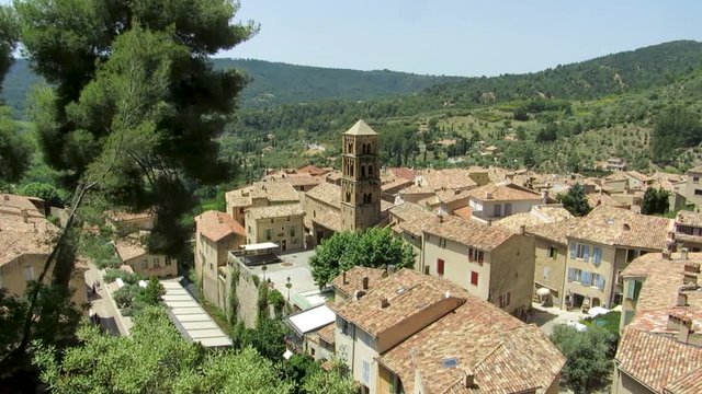 Moustiers-Sainte-Marie beautiful view over the historic city in Provence