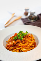 tasty Pasta Bolognese on the table