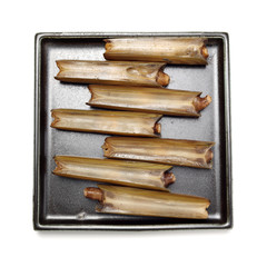 Razor clams isolated on white background.
