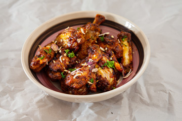 fried chicken wings on table