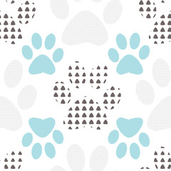 Seamless pattern with paw prints. Complex illustration print.