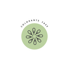 Fototapeta premium Vector logo, badge and icon for natural and organic products. Colorants free sign design. Symbol of healthy product.