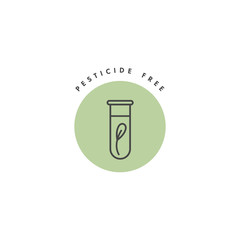Vector logo, badge and icon for natural and organic products. Pesticide free sign design. Symbol of healthy product.