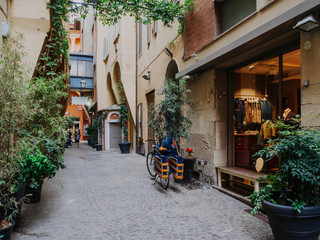 Old narrow street in Bologna, Emilia Romagna, Italy © Ekaterina Belova