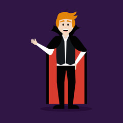 young man disguised of vampire vector illustration design