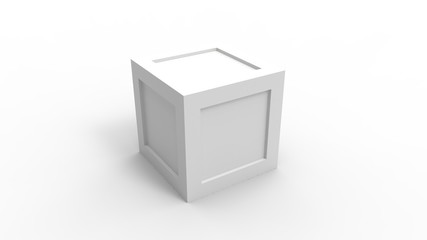 3d rendering of a plain box crate isolated in white background