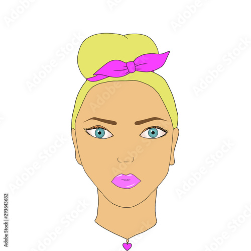 Beautiful Stylish Cartoon Blond Woman Fashion And Beauty Cosmetic