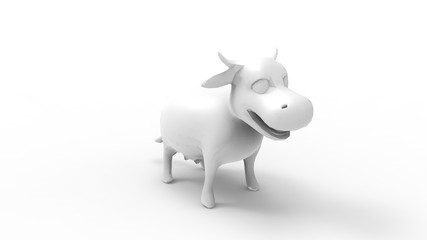 3d rendering of a cartoon cow isolated in white studio background