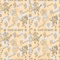 contour illustration 7 of a seamless Mexican theme for design