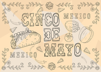 contour illustration 20 poster design sticker with pattern frame Mexican theme for event decoration and backgrounds