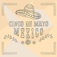 contour illustration square ornament sticker Mexican theme for decoration design and backgrounds