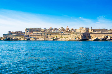 Fototapeta na wymiar Landscape with old Fort Saint Elmo, Valletta, Malta