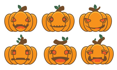 halloween pumpkin set on white background