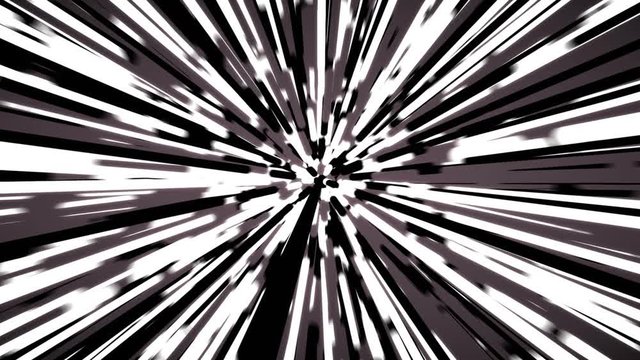 Stylized black and white rays warp background loop 2