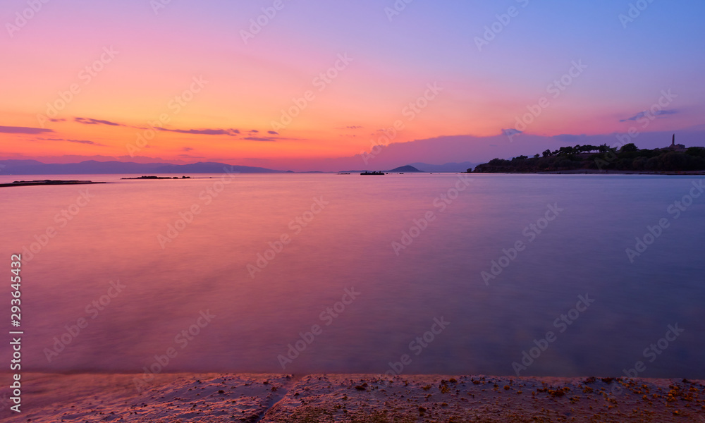 Sticker Beautiful sundown over Saronic Gulf of the Aegean Sea