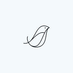 Bird Logo vector line outline monoline