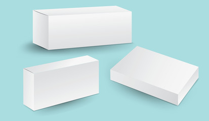 White package box vector, package design, 3d box, product design, realistic packaging for cosmetic or medical, paper boxes.