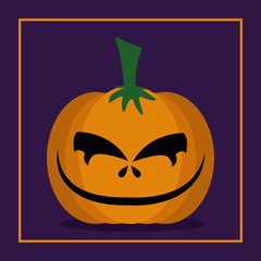 halloween pumpkin with face icon vector illustration design