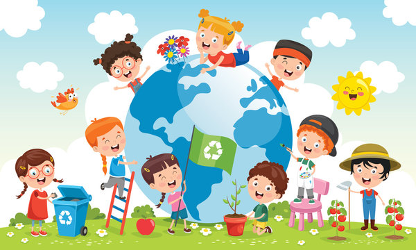 Children Having Fun With Earth