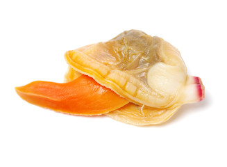 clam meat on white background 