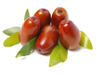 jujube or chinese date on white background