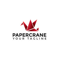 Modern Paper crane Logo Design Template