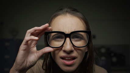 Fototapeta na wymiar Woman with eyesight problems