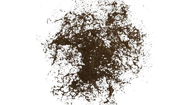 3D animation of a chocolate splash with alpha layer
