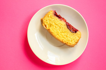 plum pie (delicious dessert, pastries with fruit) menu concept. food background. copy space. Top viev