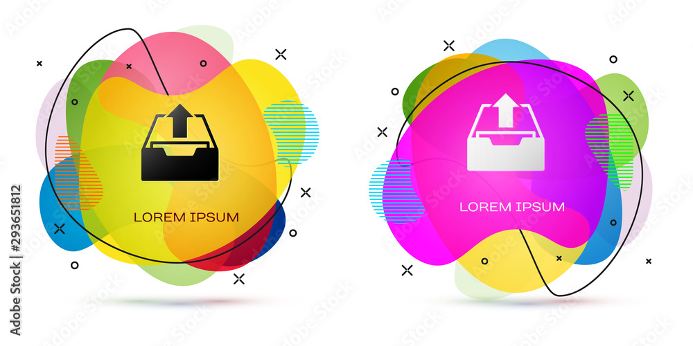 Poster color upload inbox icon isolated on white background. extract files from archive. abstract banner wi
