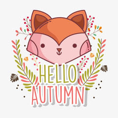 fox face hello autumn design icon