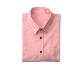 Men pink shirt isolated on a white background, Top view with clipping path
