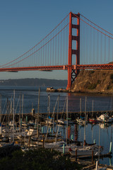 Marina under the Golden Gate Bridge ready for a beautiful day on the bay and out to sea 