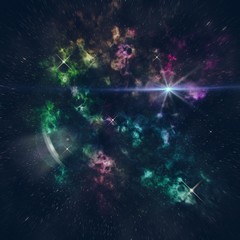 planets and stars in deep space