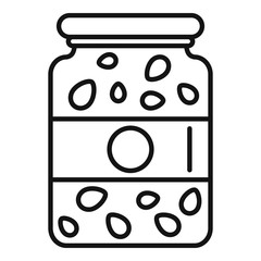 Jam jar icon. Outline jam jar vector icon for web design isolated on white background