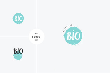 Bio natural product icons and elements collection for food market, ecommerce, organic products promotion, healthy life and premium quality food and drink.
