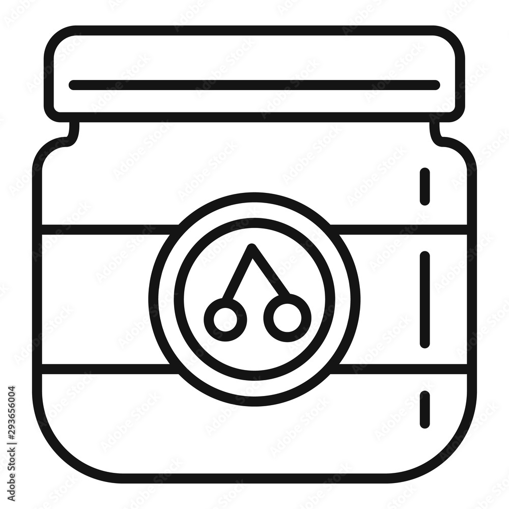 Poster cherry jam jar icon. outline cherry jam jar vector icon for web design isolated on white background