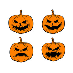 Halloween Pumpkin set isolated on white background, vector illustration