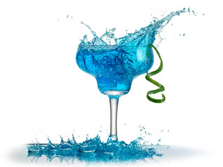 Blue margarita splash with drops