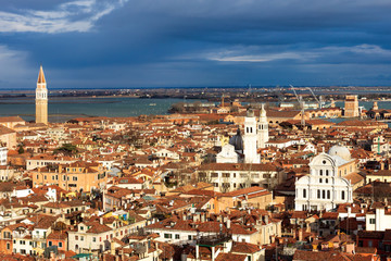 View over the city of Venice in Italy.