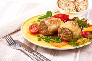 Stuffed bell peppers with minced meat, restaurant food