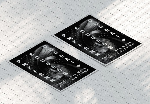 Isometric Flyers Mockup with Shadows