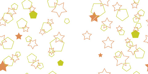 Seamless pattern from polygons and stars. Cropped shapes. Vector illustration.