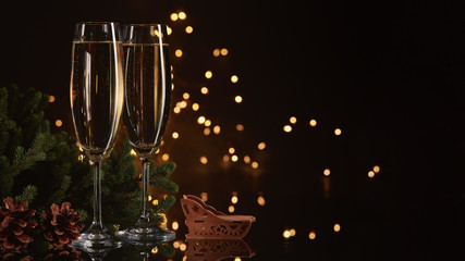 Champagne. New year and Christmas.