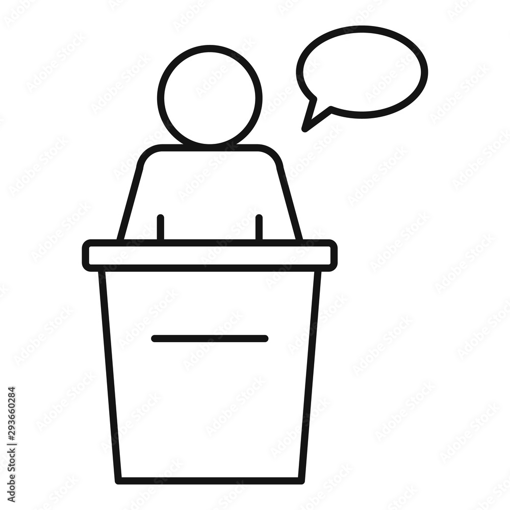 Poster student speaker icon. outline student speaker vector icon for web design isolated on white backgroun