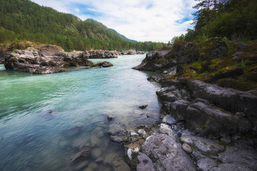 Nature baths on the Katun river, in the Altai mountains, Siberia, Russia