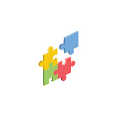 Puzzles vector 3d isometric, color web icons set, new flat style. Creative illustration design, idea for infographics.