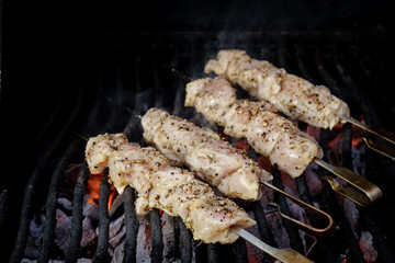Chicken kebab on the grill