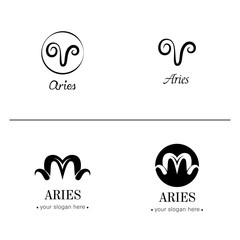 Aries logo template. Aries zodiac sign. Aries icon and symbol.