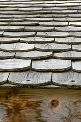 Architecture detail of wooden roofing cover, abstract pattern